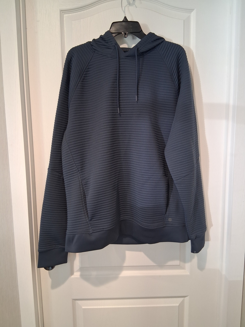apana Men's Pullover Hoodie Hooded Drawstring Pockets Solid Blue Size L